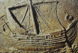 Un navire phénicien gravé sur la face d'un sarcophage, au 2e siècle avant JC - Elie Plus/CC